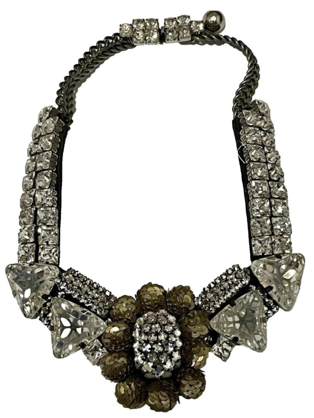 SHOUROUK Necklace Paris France Designer Signed Swarovski Crystals Statement